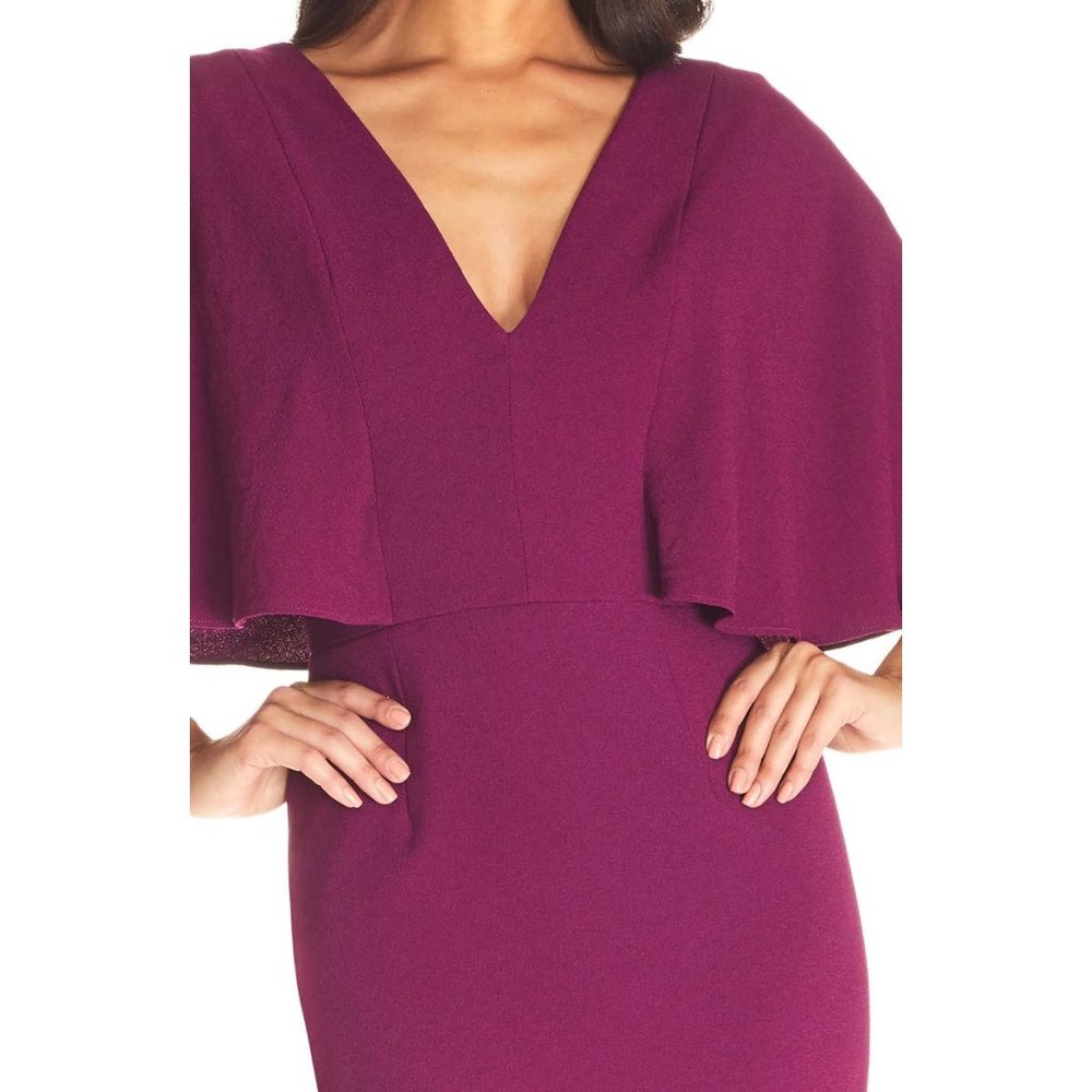 DRESS THE POPULATION Louisa Butterfly Sleeve Cocktail Dress Magenta Medium 6-8 - Picture 4 of 11